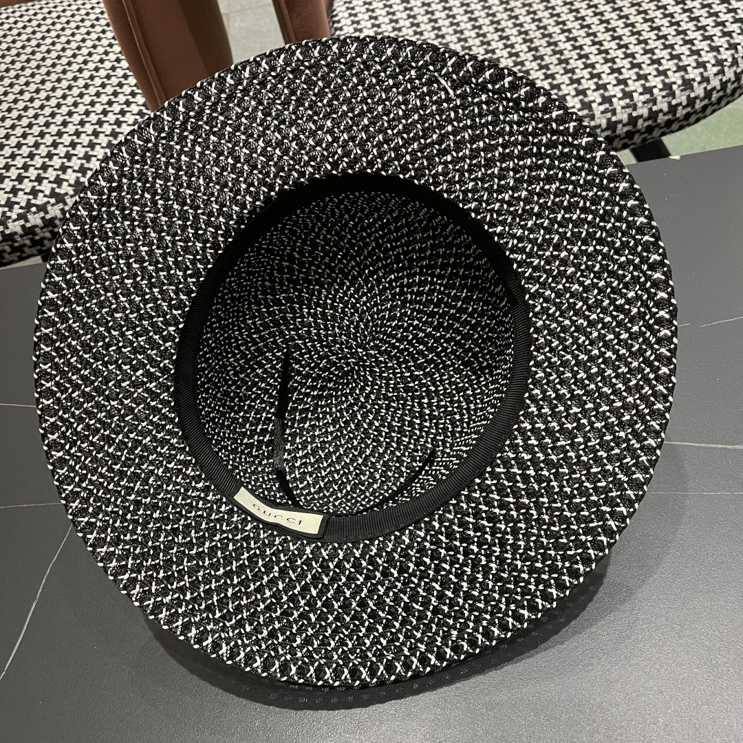   Gucci古奇2025新款镂空草帽，防晒遮阳帽，旅游出街必备