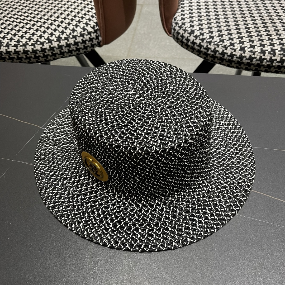   Gucci古奇2025新款镂空草帽，防晒遮阳帽，旅游出街必备