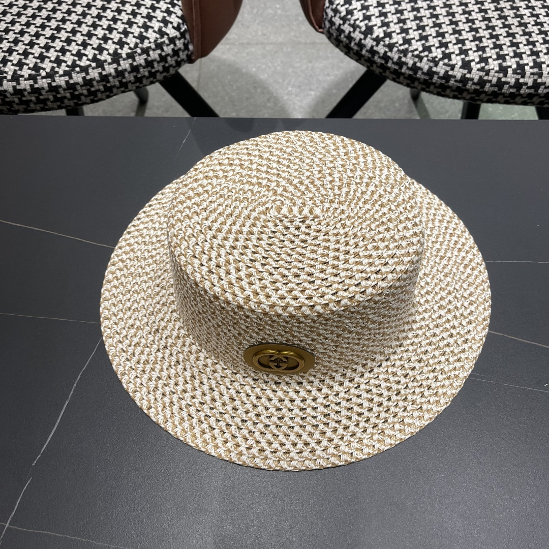   Gucci古奇2025新款镂空草帽，防晒遮阳帽，旅游出街必备