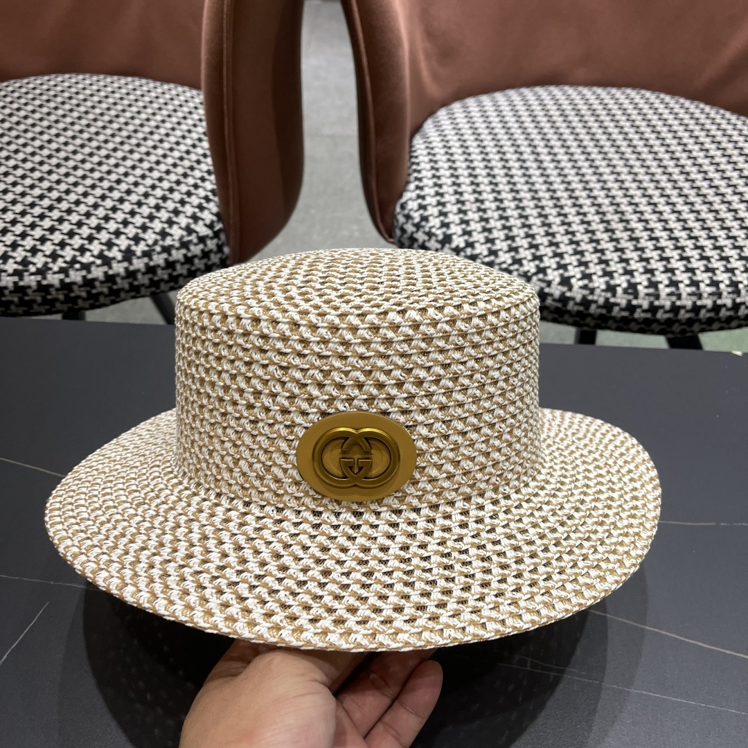   Gucci古奇2025新款镂空草帽，防晒遮阳帽，旅游出街必备