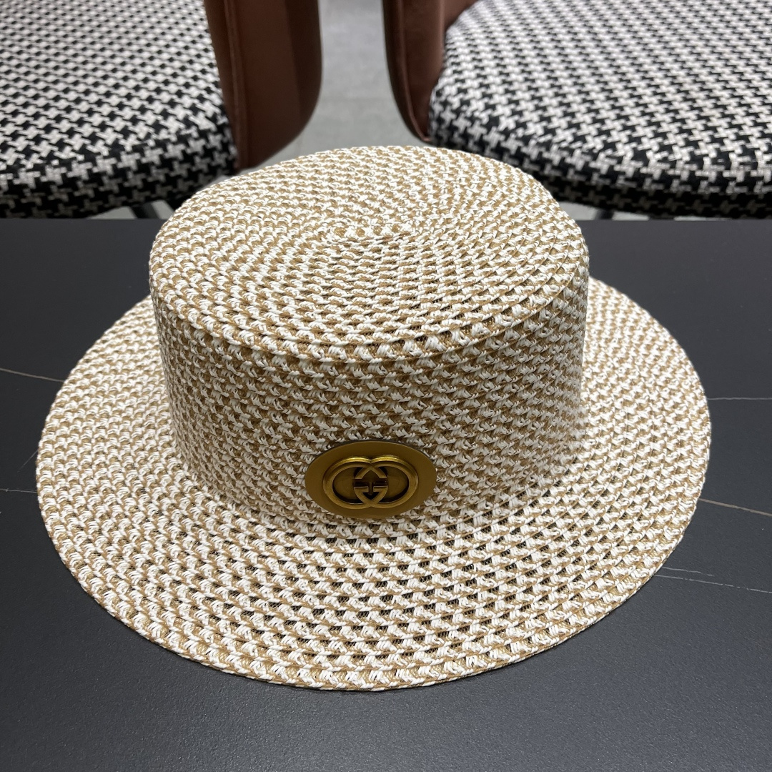   Gucci古奇2025新款镂空草帽，防晒遮阳帽，旅游出街必备