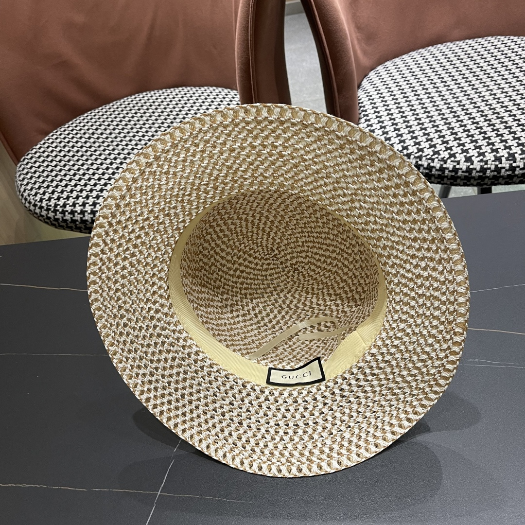   Gucci古奇2025新款镂空草帽，防晒遮阳帽，旅游出街必备
