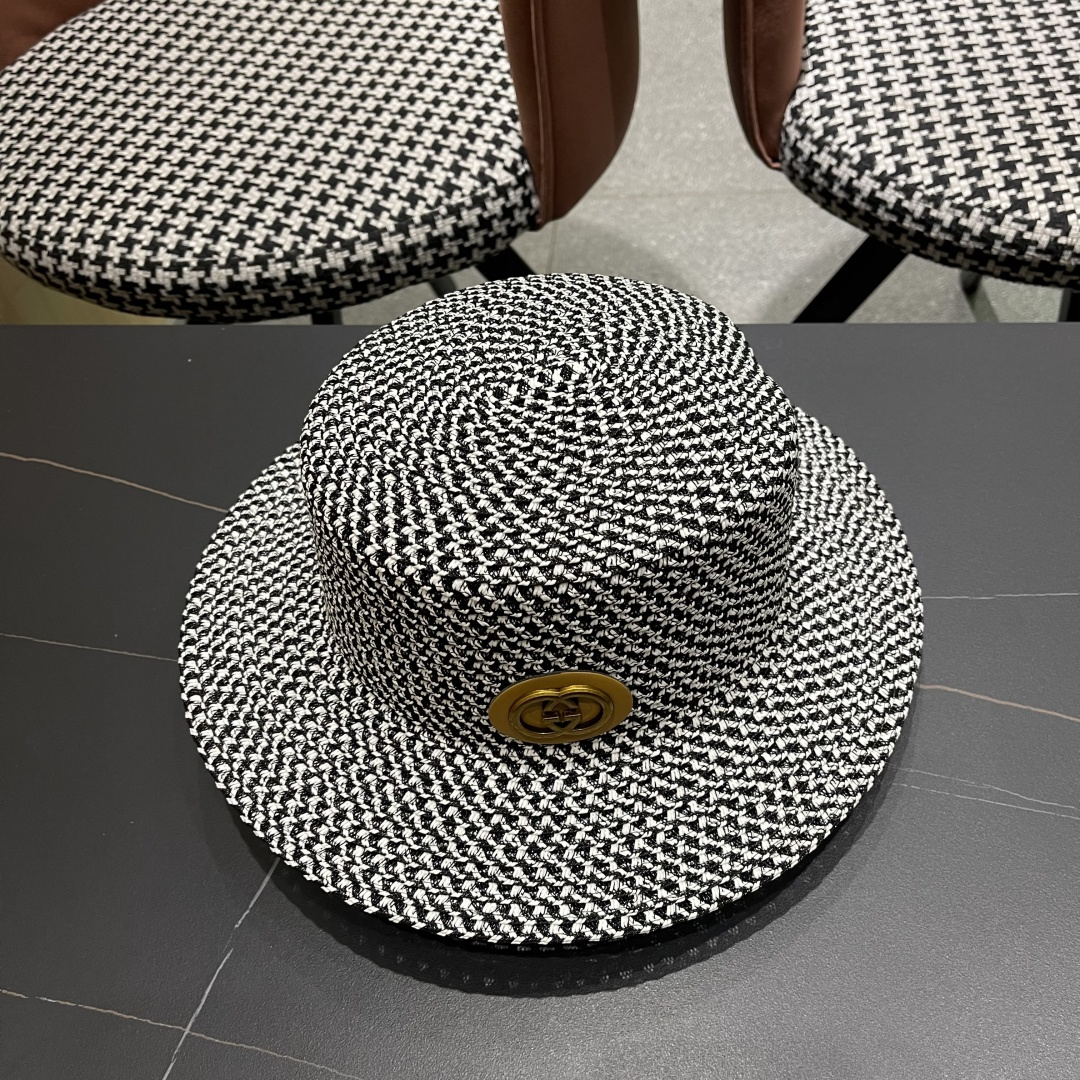   Gucci古奇2025新款镂空草帽，防晒遮阳帽，旅游出街必备