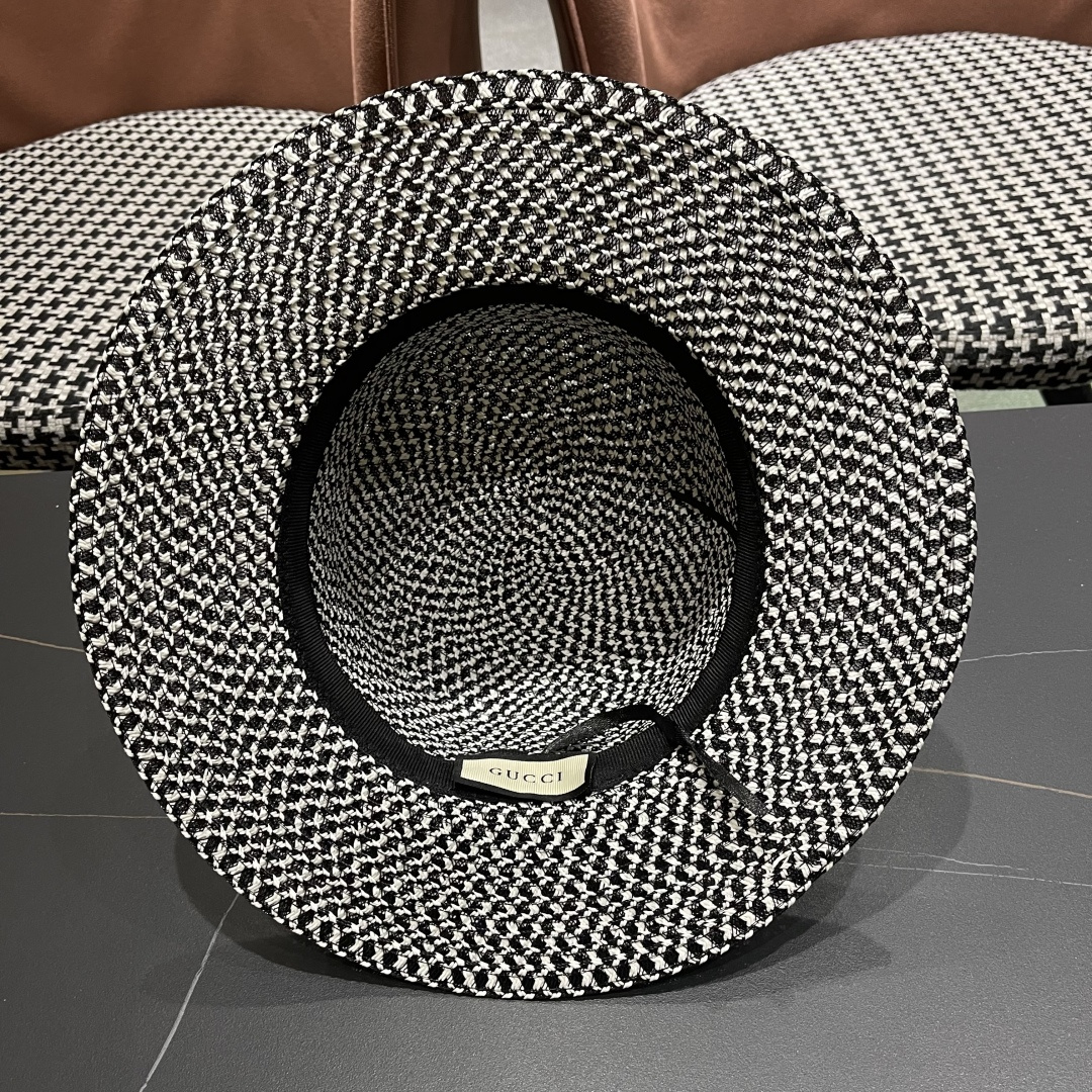   Gucci古奇2025新款镂空草帽，防晒遮阳帽，旅游出街必备