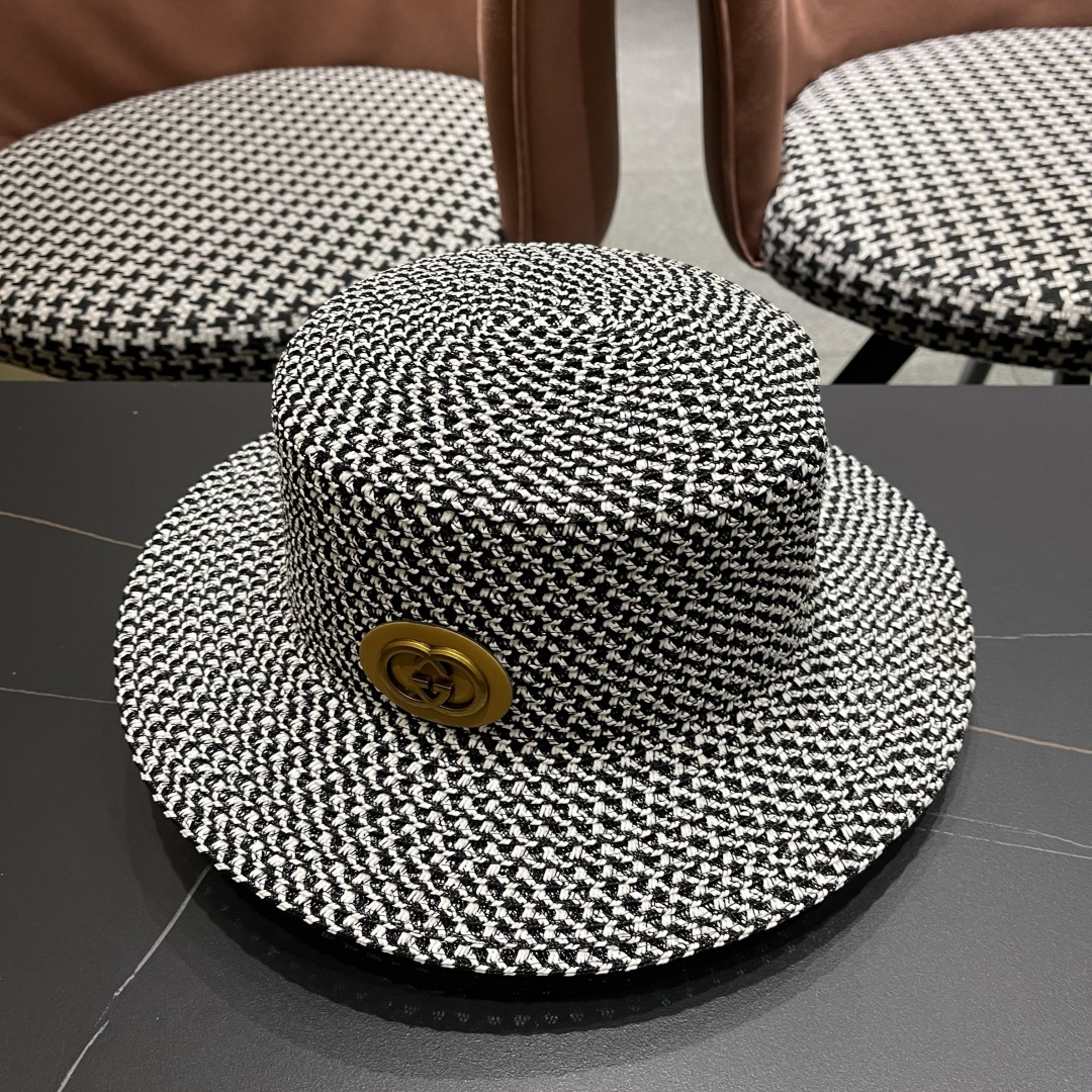   Gucci古奇2025新款镂空草帽，防晒遮阳帽，旅游出街必备