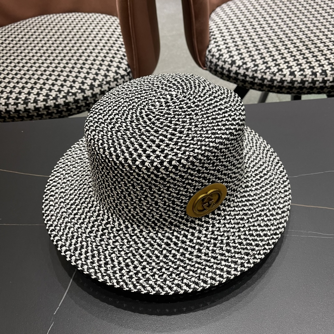   Gucci古奇2025新款镂空草帽，防晒遮阳帽，旅游出街必备