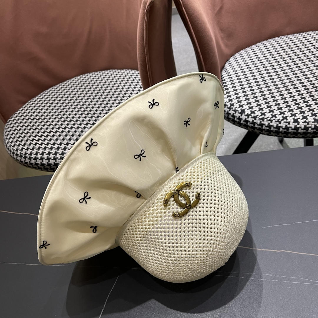  Chanel（香奈儿）蝴蝶结渔夫帽子女春夏季户外防紫外
线遮脸遮阳帽显脸小