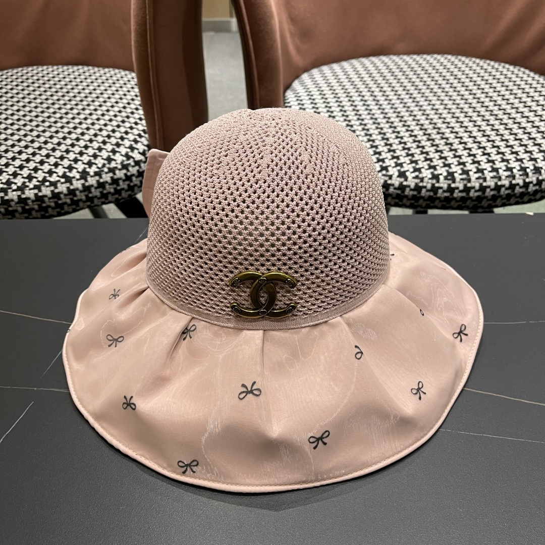  Chanel（香奈儿）蝴蝶结渔夫帽子女春夏季户外防紫外
线遮脸遮阳帽显脸小