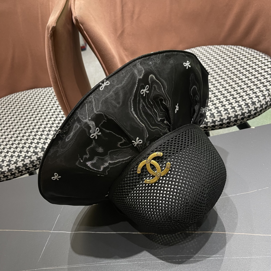  Chanel（香奈儿）蝴蝶结渔夫帽子女春夏季户外防紫外
线遮脸遮阳帽显脸小