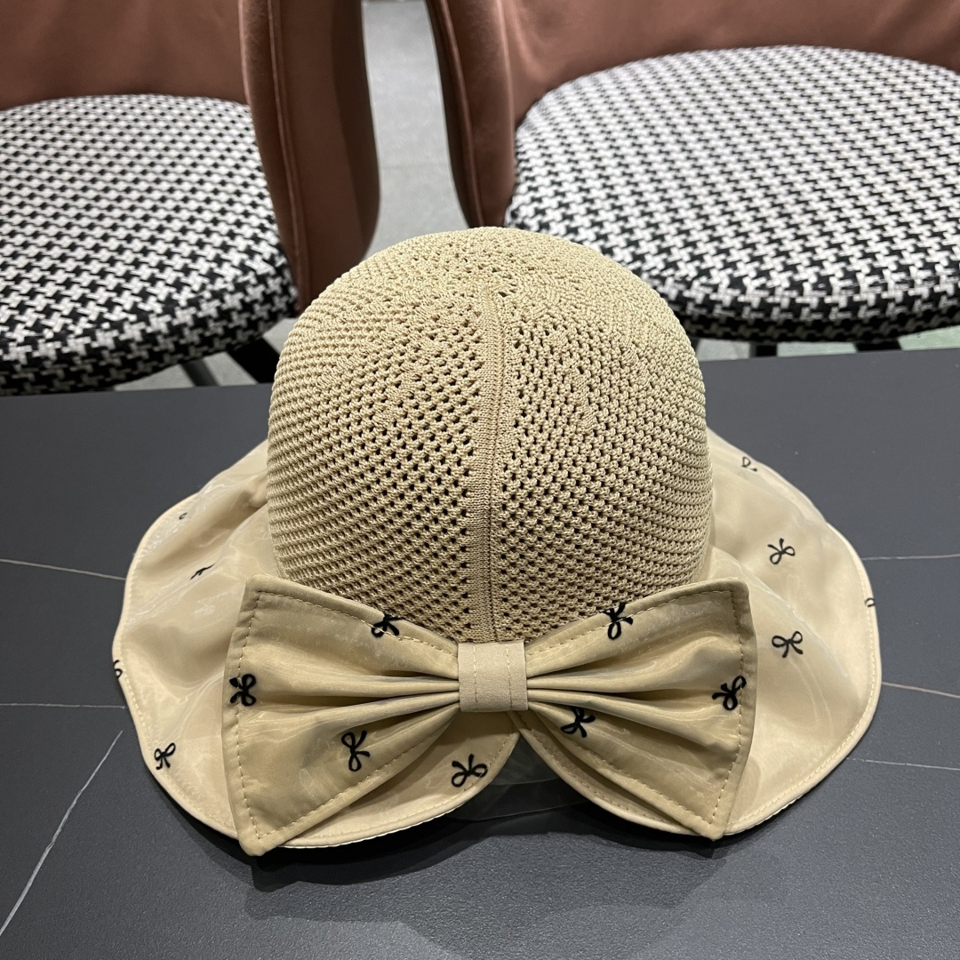  Chanel（香奈儿）蝴蝶结渔夫帽子女春夏季户外防紫外
线遮脸遮阳帽显脸小
