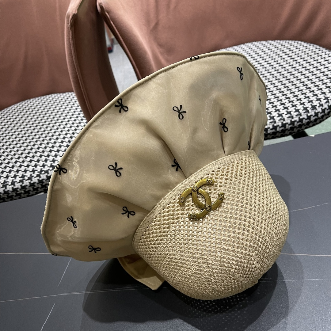  Chanel（香奈儿）蝴蝶结渔夫帽子女春夏季户外防紫外
线遮脸遮阳帽显脸小