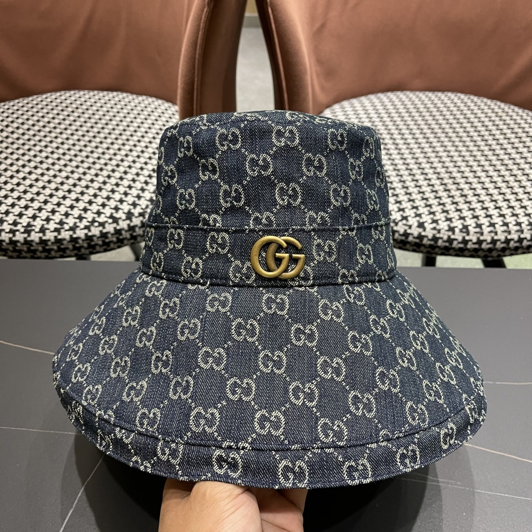  古奇GUCCI🧢官网新品2025年g家字母正确版本老花字母大帽檐牛仔渔夫
帽子女春夏防晒k4