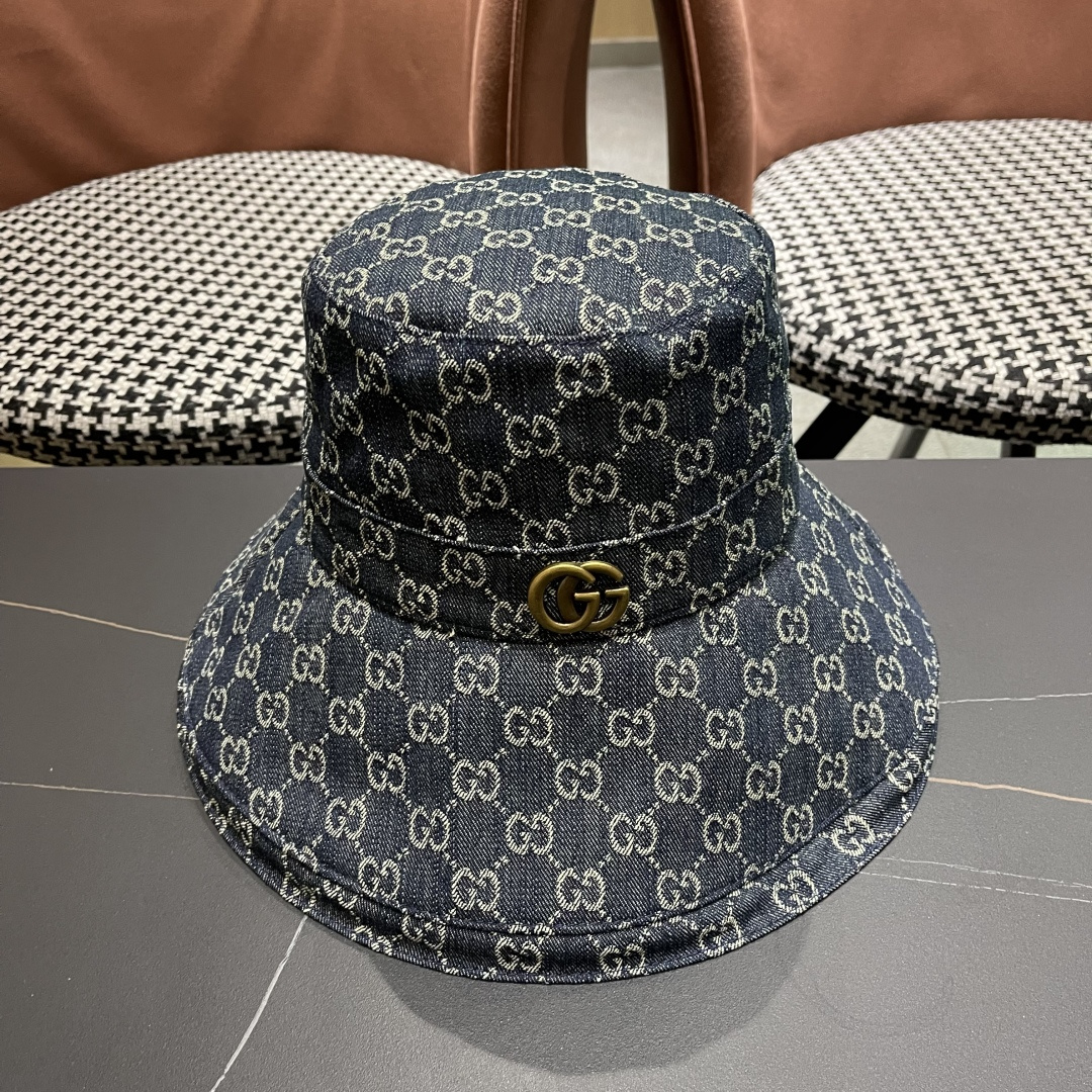  古奇GUCCI🧢官网新品2025年g家字母正确版本老花字母大帽檐牛仔渔夫
帽子女春夏防晒k4