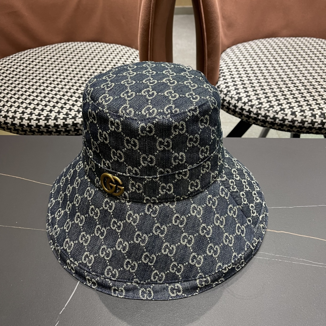  古奇GUCCI🧢官网新品2025年g家字母正确版本老花字母大帽檐牛仔渔夫
帽子女春夏防晒k4