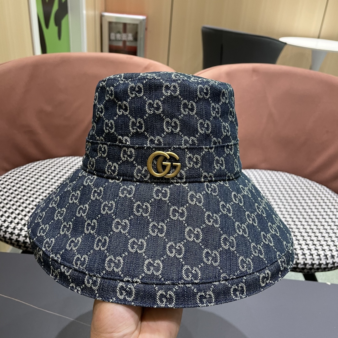  古奇GUCCI🧢官网新品2025年g家字母正确版本老花字母大帽檐牛仔渔夫
帽子女春夏防晒k4
