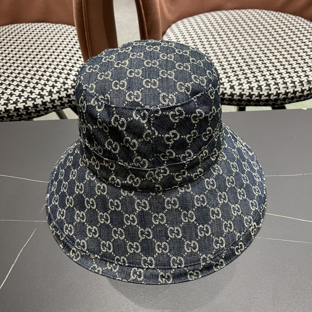  古奇GUCCI🧢官网新品2025年g家字母正确版本老花字母大帽檐牛仔渔夫
帽子女春夏防晒k4