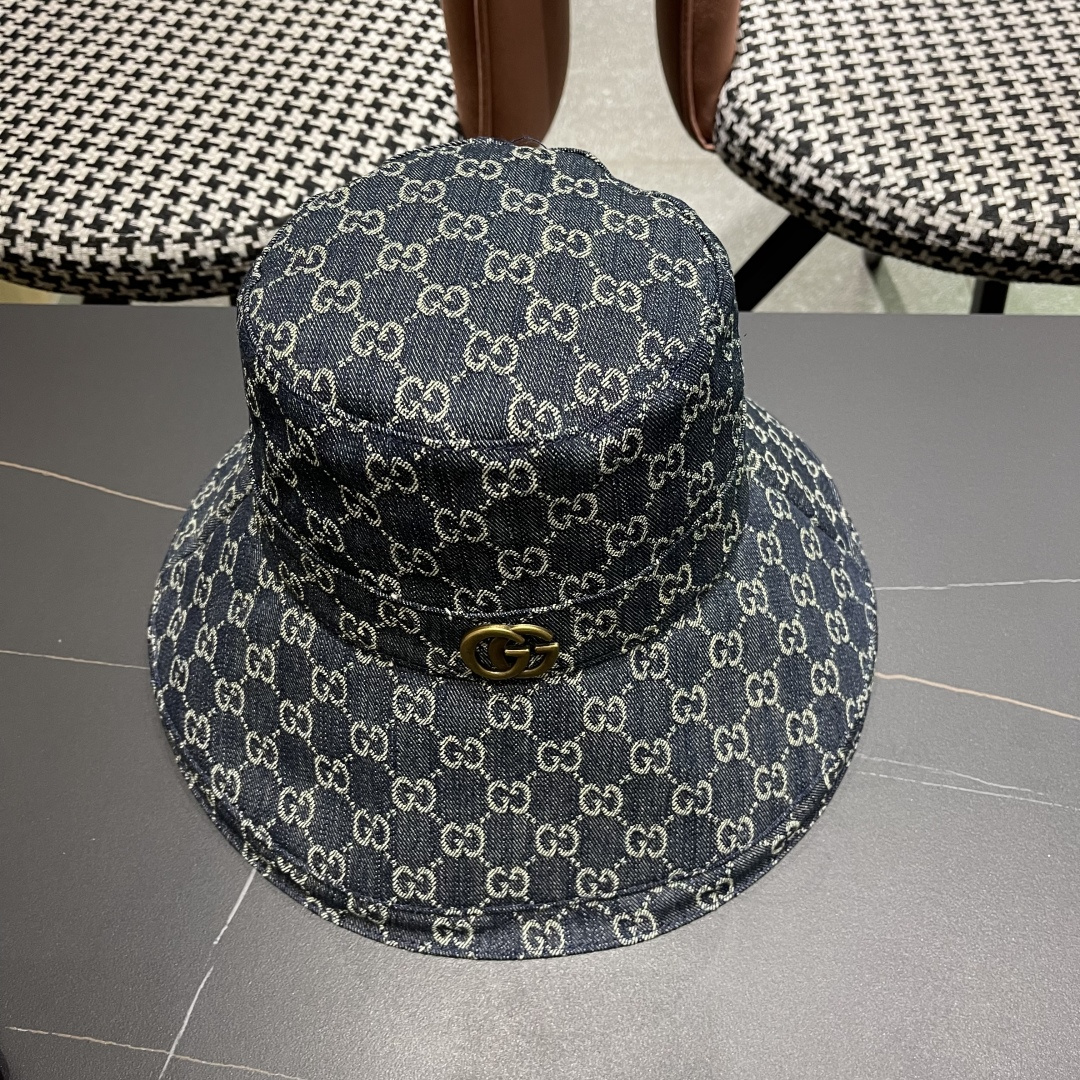  古奇GUCCI🧢官网新品2025年g家字母正确版本老花字母大帽檐牛仔渔夫
帽子女春夏防晒k4