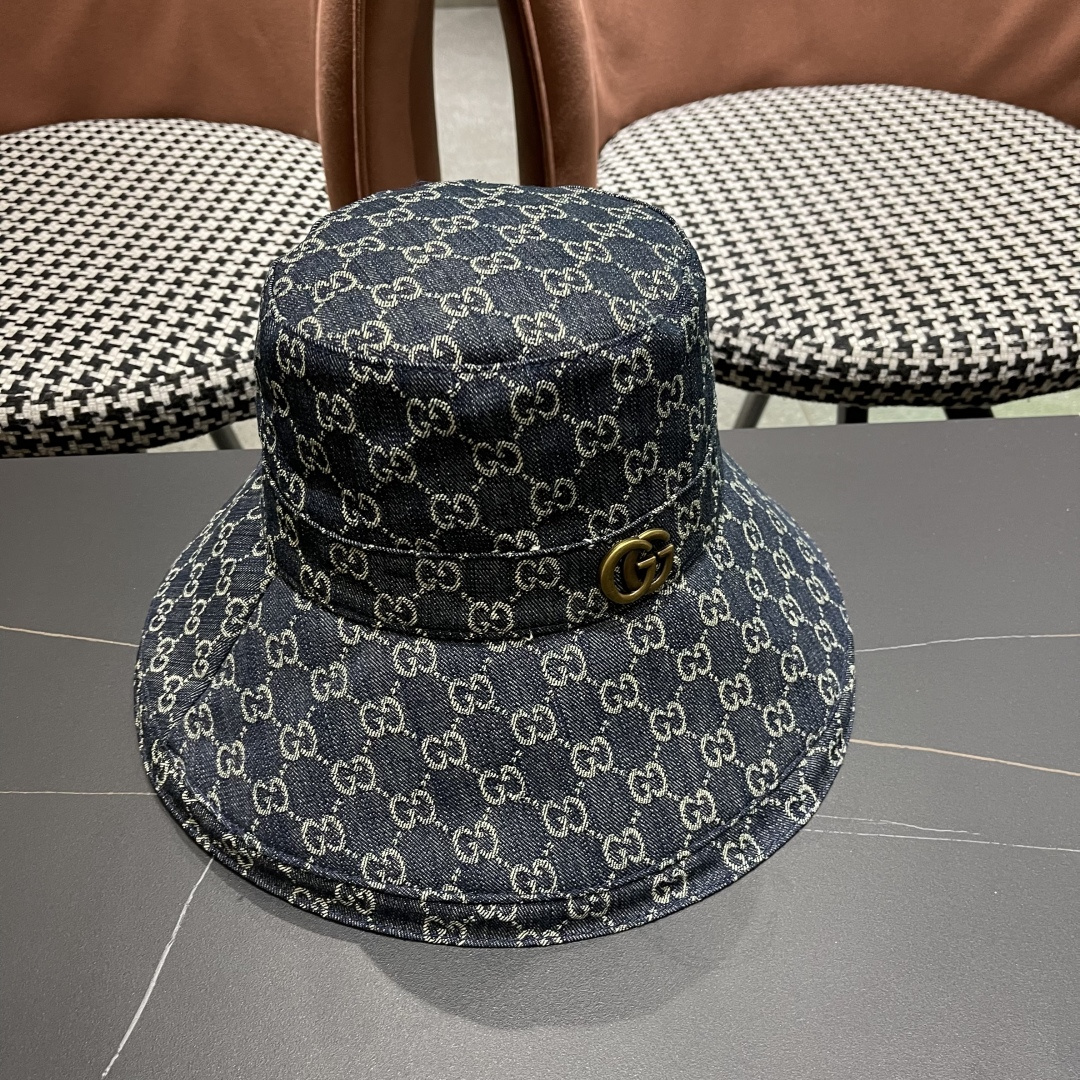  古奇GUCCI🧢官网新品2025年g家字母正确版本老花字母大帽檐牛仔渔夫
帽子女春夏防晒k4
