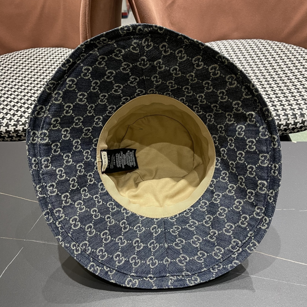  古奇GUCCI🧢官网新品2025年g家字母正确版本老花字母大帽檐牛仔渔夫
帽子女春夏防晒k4