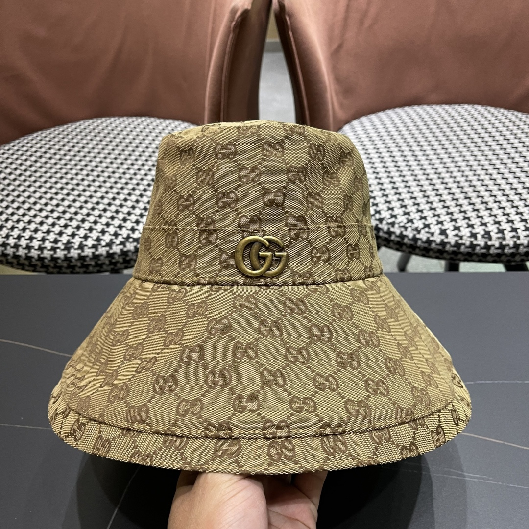  古奇GUCCI🧢官网新品2025年g家字母正确版本老花字母大帽檐牛仔渔夫
帽子女春夏防晒k4