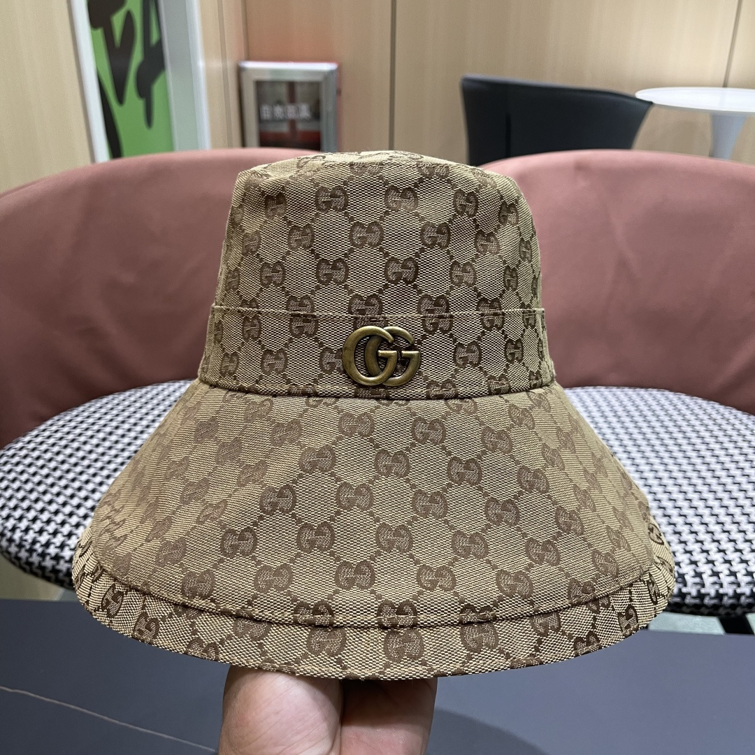  古奇GUCCI🧢官网新品2025年g家字母正确版本老花字母大帽檐牛仔渔夫
帽子女春夏防晒k4