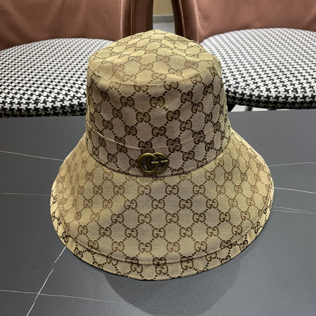  古奇GUCCI🧢官网新品2025年g家字母正确版本老花字母大帽檐牛仔渔夫
帽子女春夏防晒k4