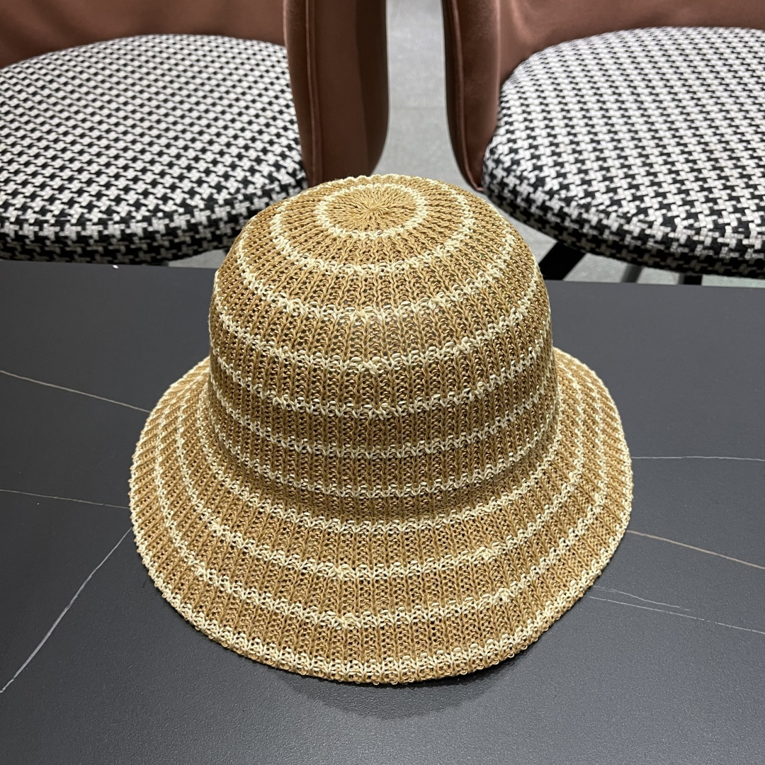  Chanel(香奈儿)草帽春夏薄款条纹渔夫帽女透气遮阳水桶帽时尚
针织盆帽文艺百搭帽