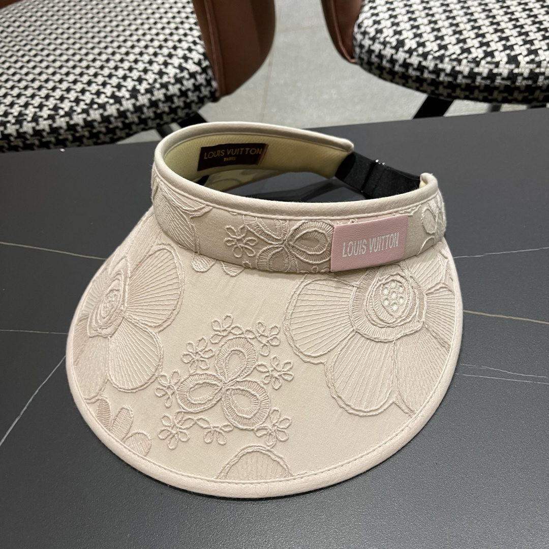  lv路易威登2025新款花朵刺绣空顶帽女春夏出游遮阳防晒帽显脸
小百搭休闲太阳盆帽