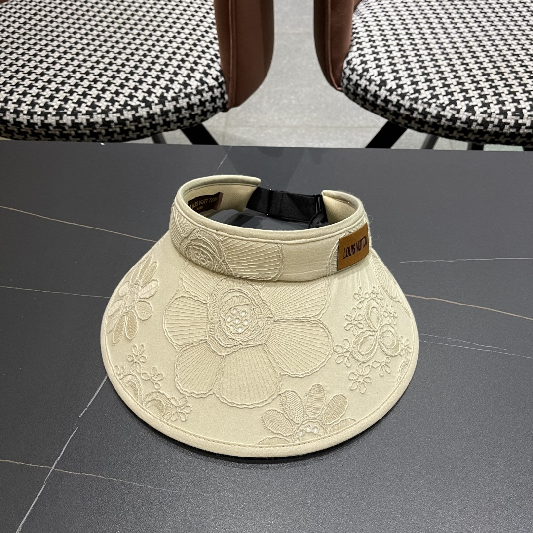  lv路易威登2025新款花朵刺绣空顶帽女春夏出游遮阳防晒帽显脸
小百搭休闲太阳盆帽