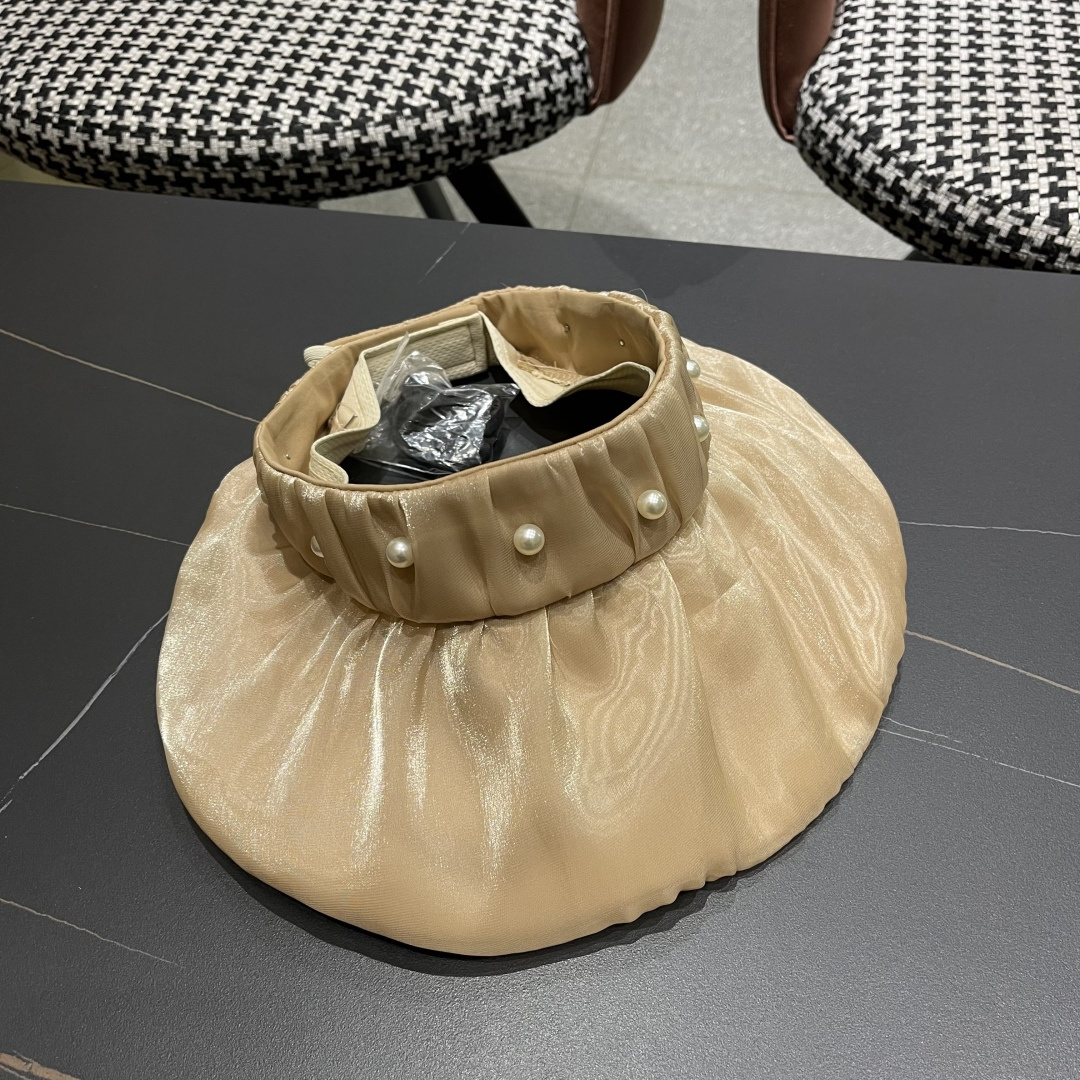  普拉达 PRADA 日系甜美珍珠空顶帽女夏季防晒遮阳帽可卷起便
携户外出游遮阳帽子