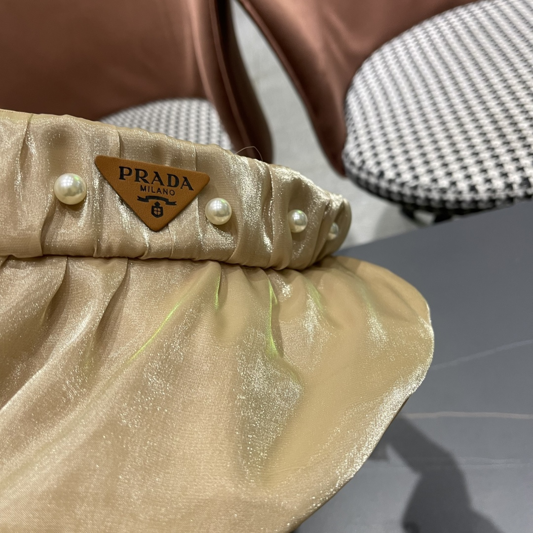  普拉达 PRADA 日系甜美珍珠空顶帽女夏季防晒遮阳帽可卷起便
携户外出游遮阳帽子