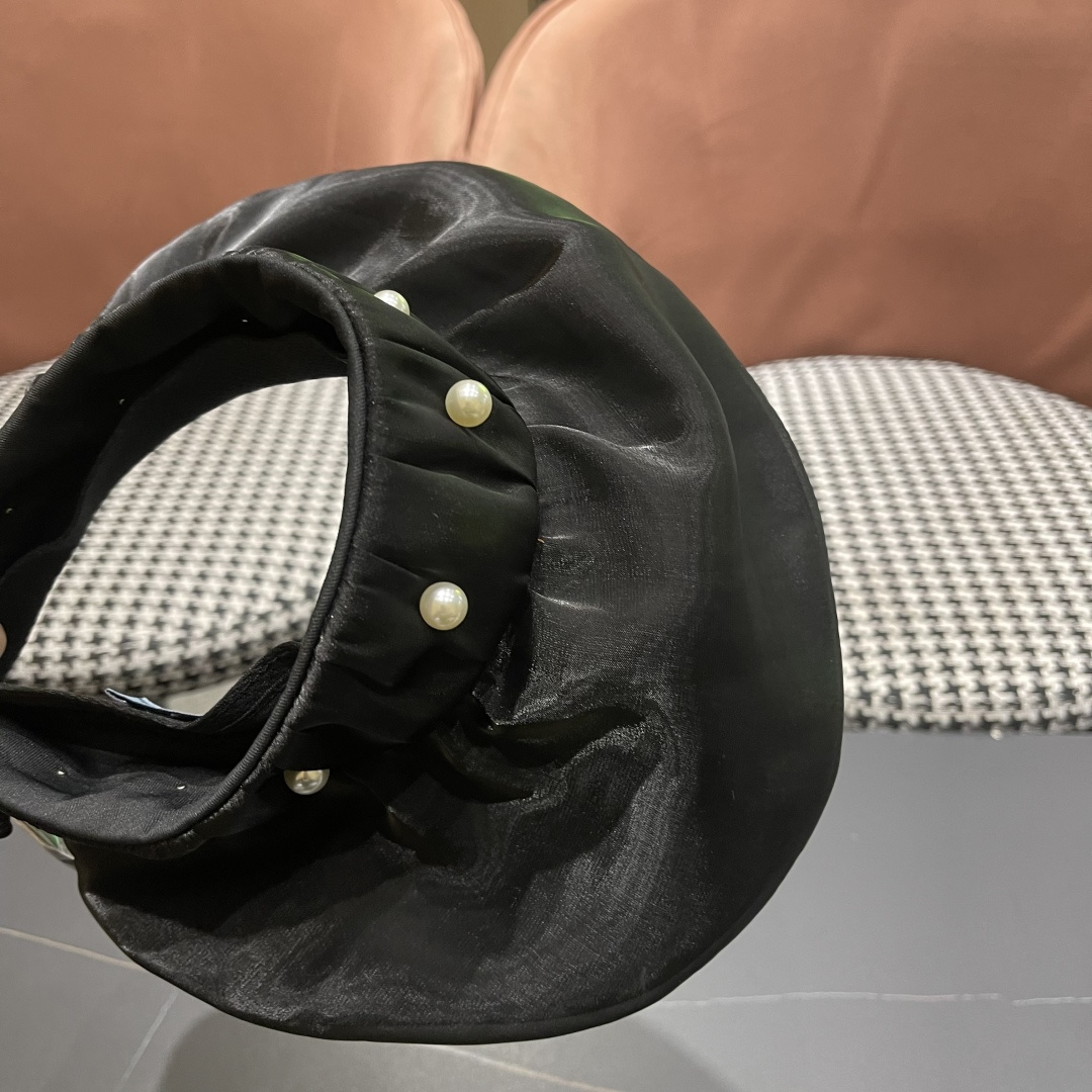  普拉达 PRADA 日系甜美珍珠空顶帽女夏季防晒遮阳帽可卷起便
携户外出游遮阳帽子