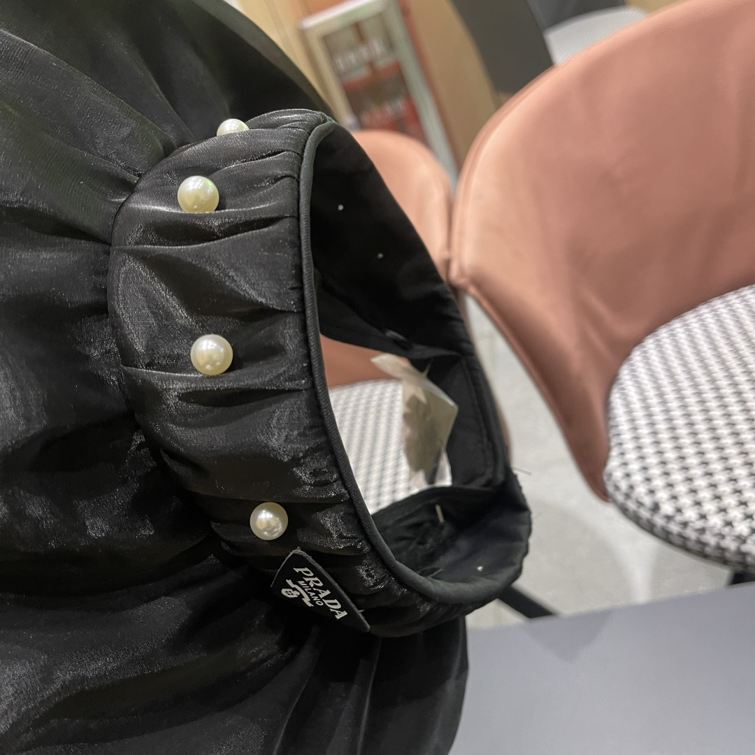  普拉达 PRADA 日系甜美珍珠空顶帽女夏季防晒遮阳帽可卷起便
携户外出游遮阳帽子