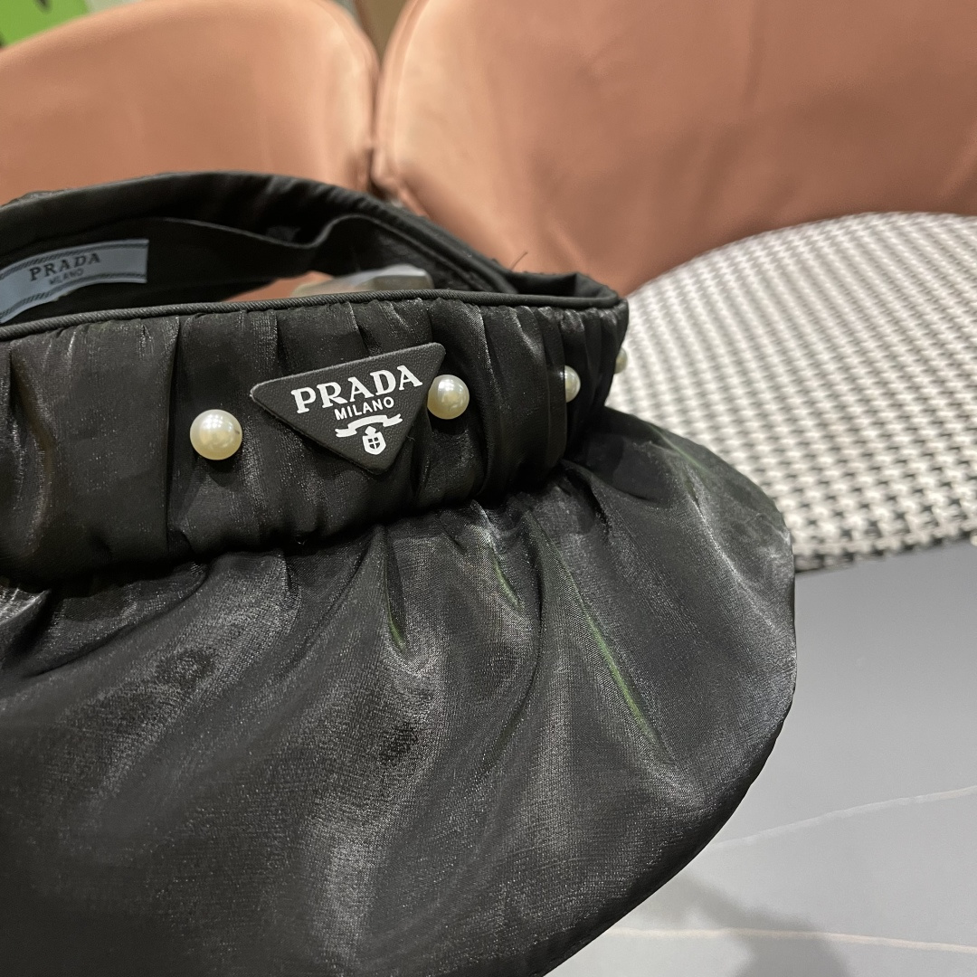  普拉达 PRADA 日系甜美珍珠空顶帽女夏季防晒遮阳帽可卷起便
携户外出游遮阳帽子