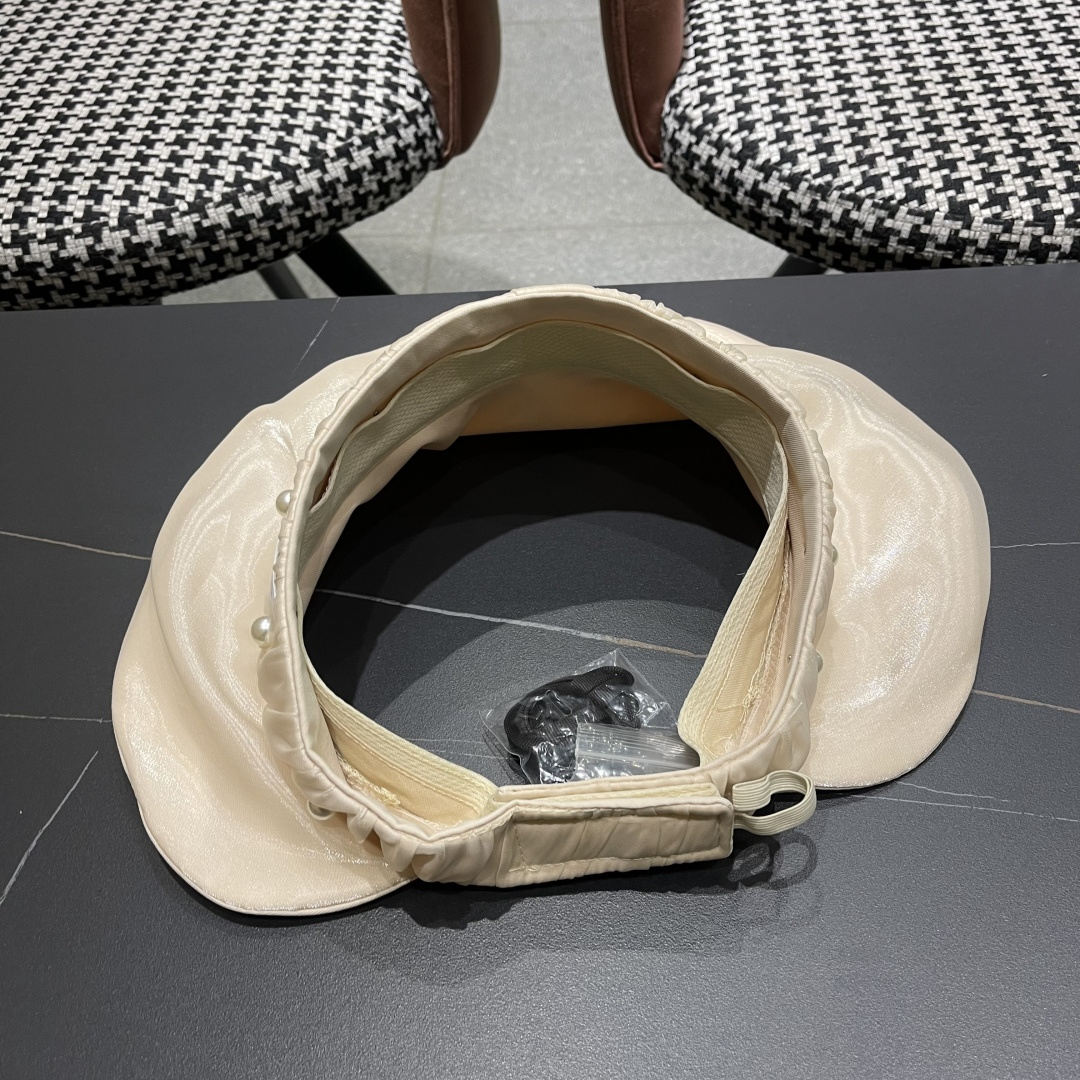  普拉达 PRADA 日系甜美珍珠空顶帽女夏季防晒遮阳帽可卷起便
携户外出游遮阳帽子