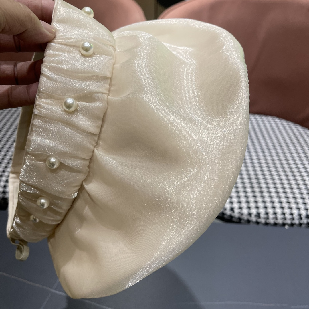  普拉达 PRADA 日系甜美珍珠空顶帽女夏季防晒遮阳帽可卷起便
携户外出游遮阳帽子