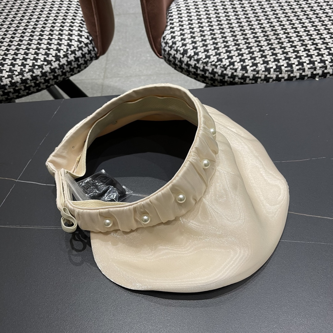  普拉达 PRADA 日系甜美珍珠空顶帽女夏季防晒遮阳帽可卷起便
携户外出游遮阳帽子