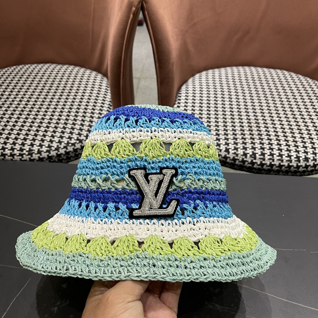  lv路易威登韩版新款气质渔夫帽子女出游甜美百搭防晒流苏镂空遮阳草帽潮网红同款