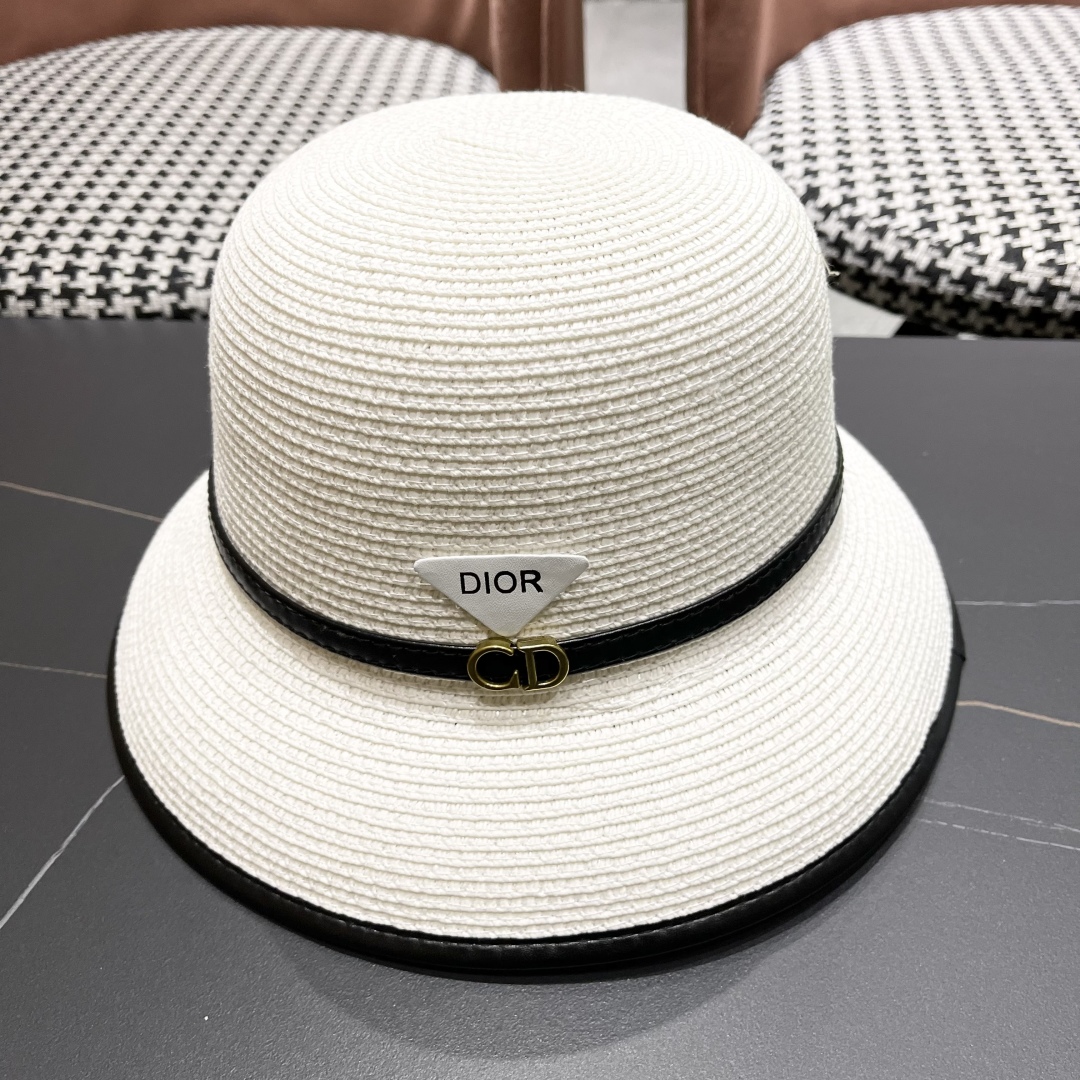  【DIOR迪奥】2025新款水桶草帽盆帽🤩沙滩风，简约大方，百搭单品～出街首选，新款帽型超美腻，新品上