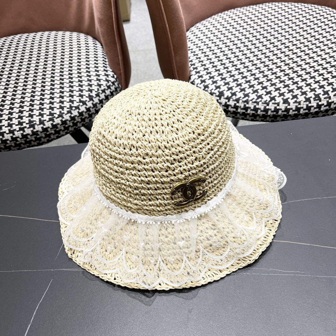  香奈儿CHANEL橘子哥哥出游品脸小可折叠遮阳防晒帽子田园
风百搭可爱蕾丝草帽女