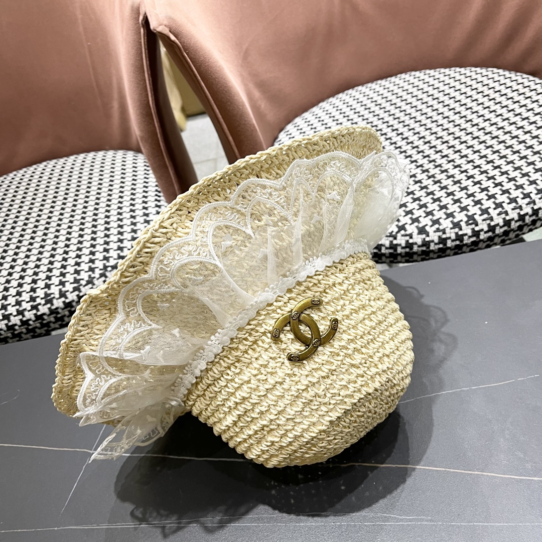  香奈儿CHANEL橘子哥哥出游品脸小可折叠遮阳防晒帽子田园
风百搭可爱蕾丝草帽女