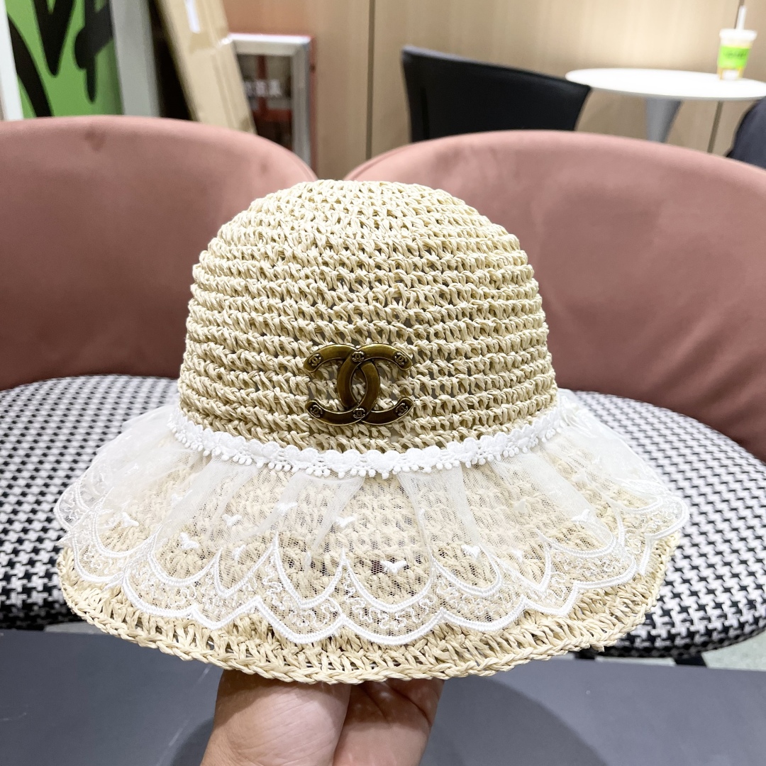  香奈儿CHANEL橘子哥哥出游品脸小可折叠遮阳防晒帽子田园
风百搭可爱蕾丝草帽女