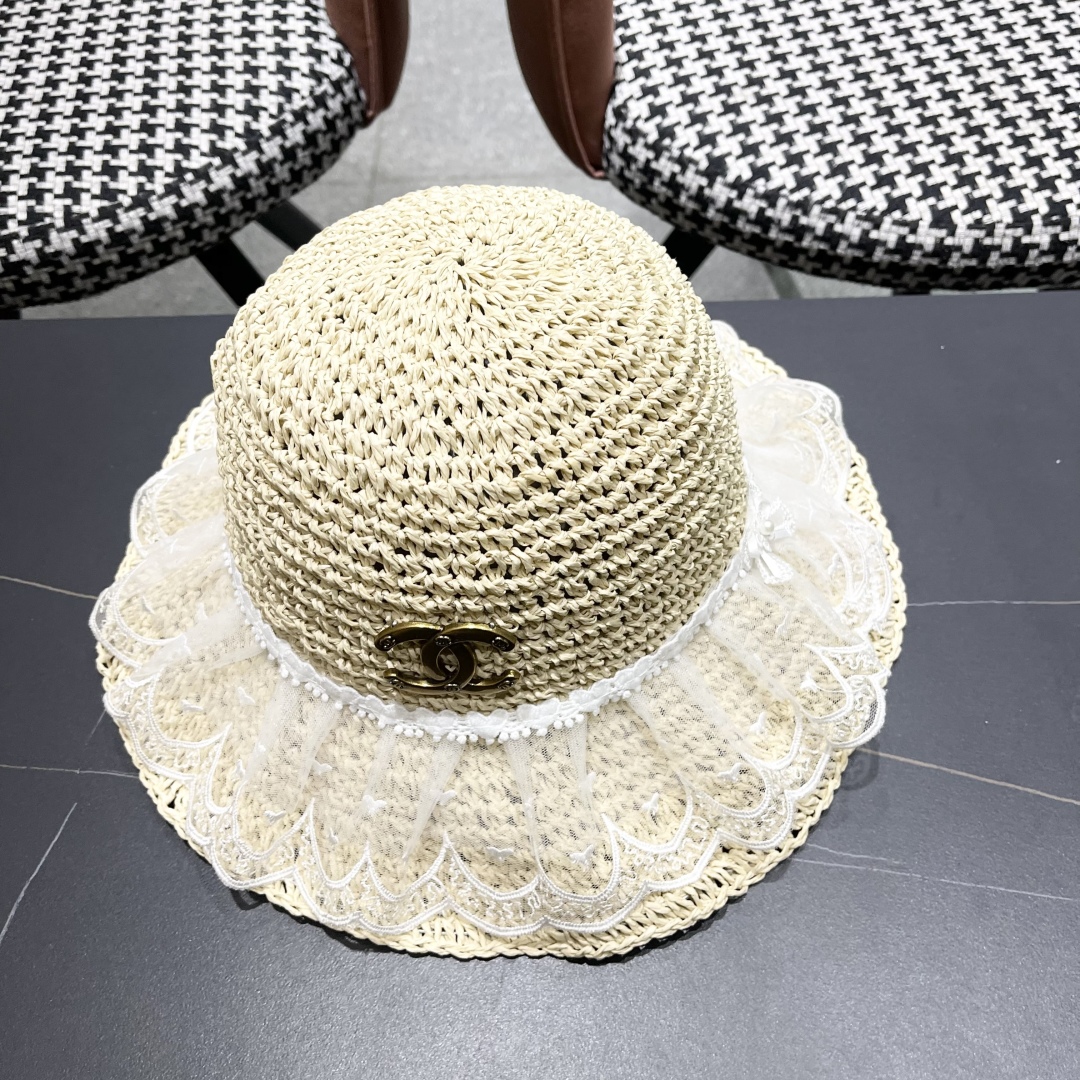  香奈儿CHANEL橘子哥哥出游品脸小可折叠遮阳防晒帽子田园
风百搭可爱蕾丝草帽女