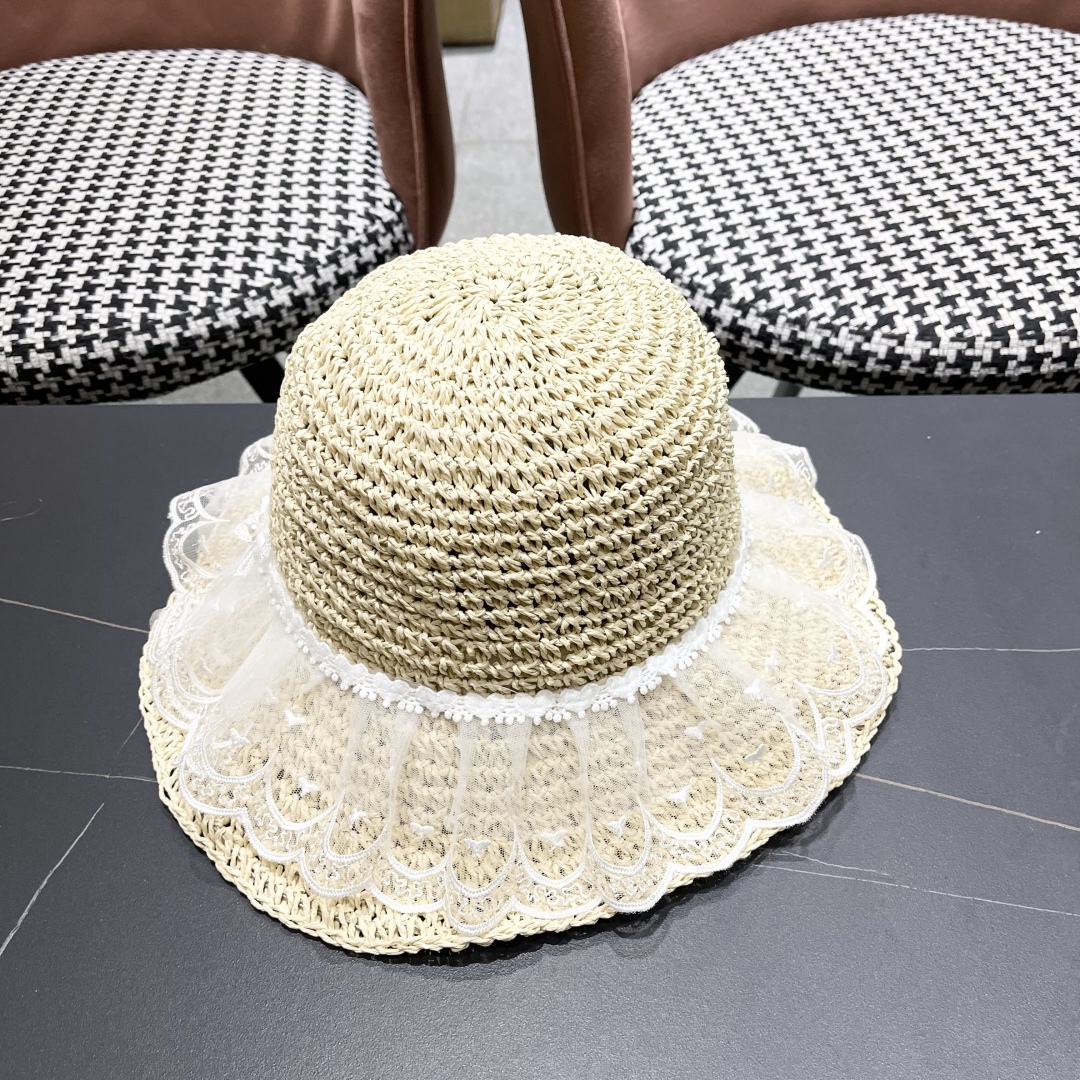  香奈儿CHANEL橘子哥哥出游品脸小可折叠遮阳防晒帽子田园
风百搭可爱蕾丝草帽女