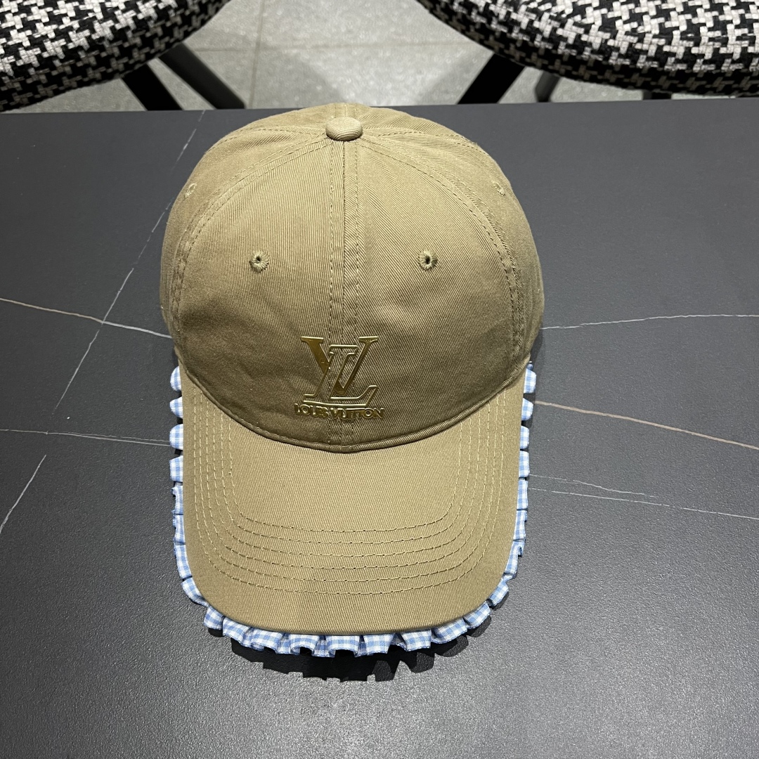  Lv路易威登韩版蕾丝花边棒球帽女春夏季大头围宽檐鸭
舌帽显脸小遮阳帽