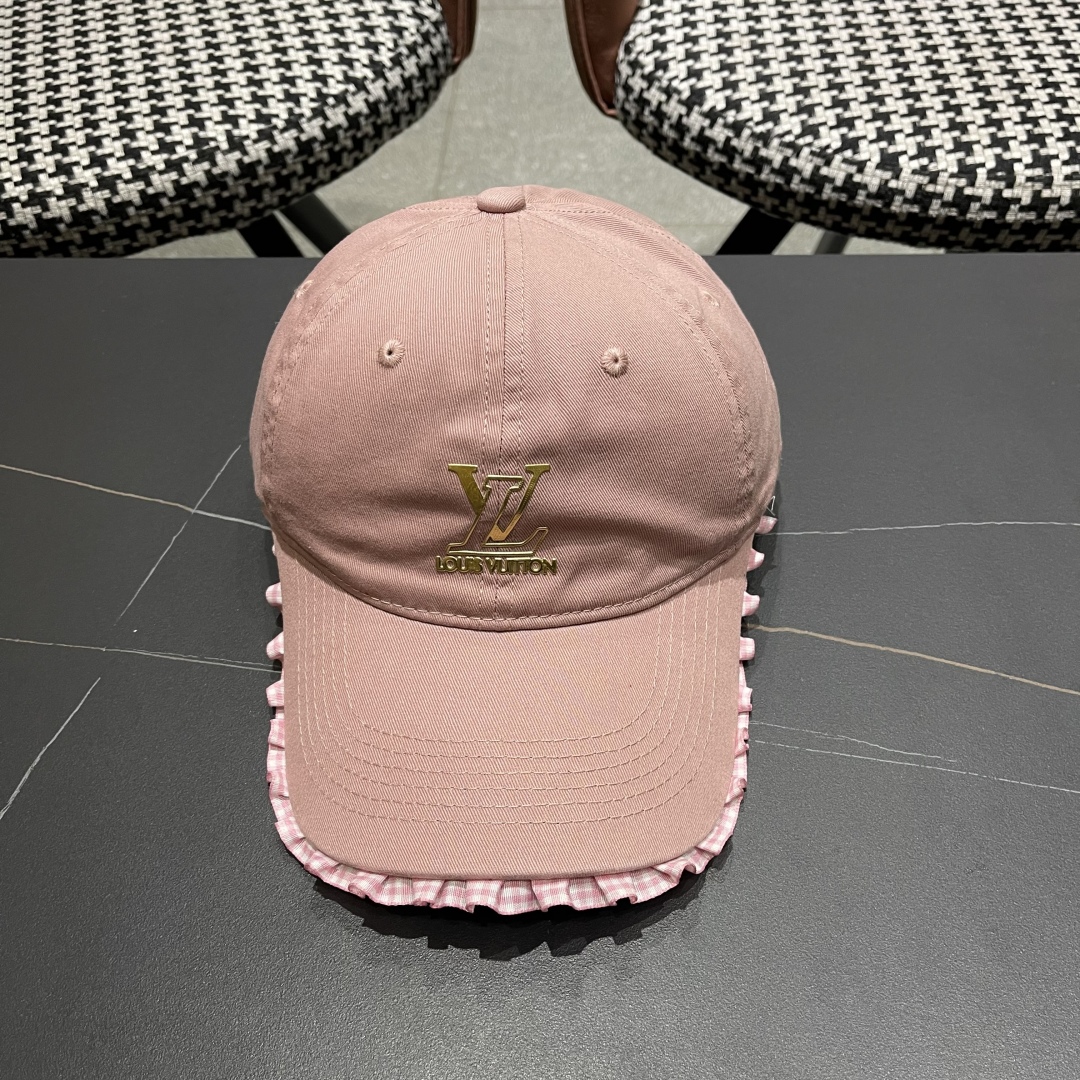  Lv路易威登韩版蕾丝花边棒球帽女春夏季大头围宽檐鸭
舌帽显脸小遮阳帽