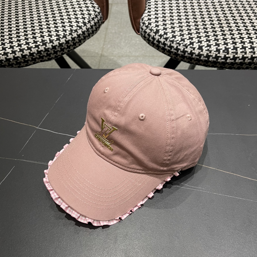  Lv路易威登韩版蕾丝花边棒球帽女春夏季大头围宽檐鸭
舌帽显脸小遮阳帽
