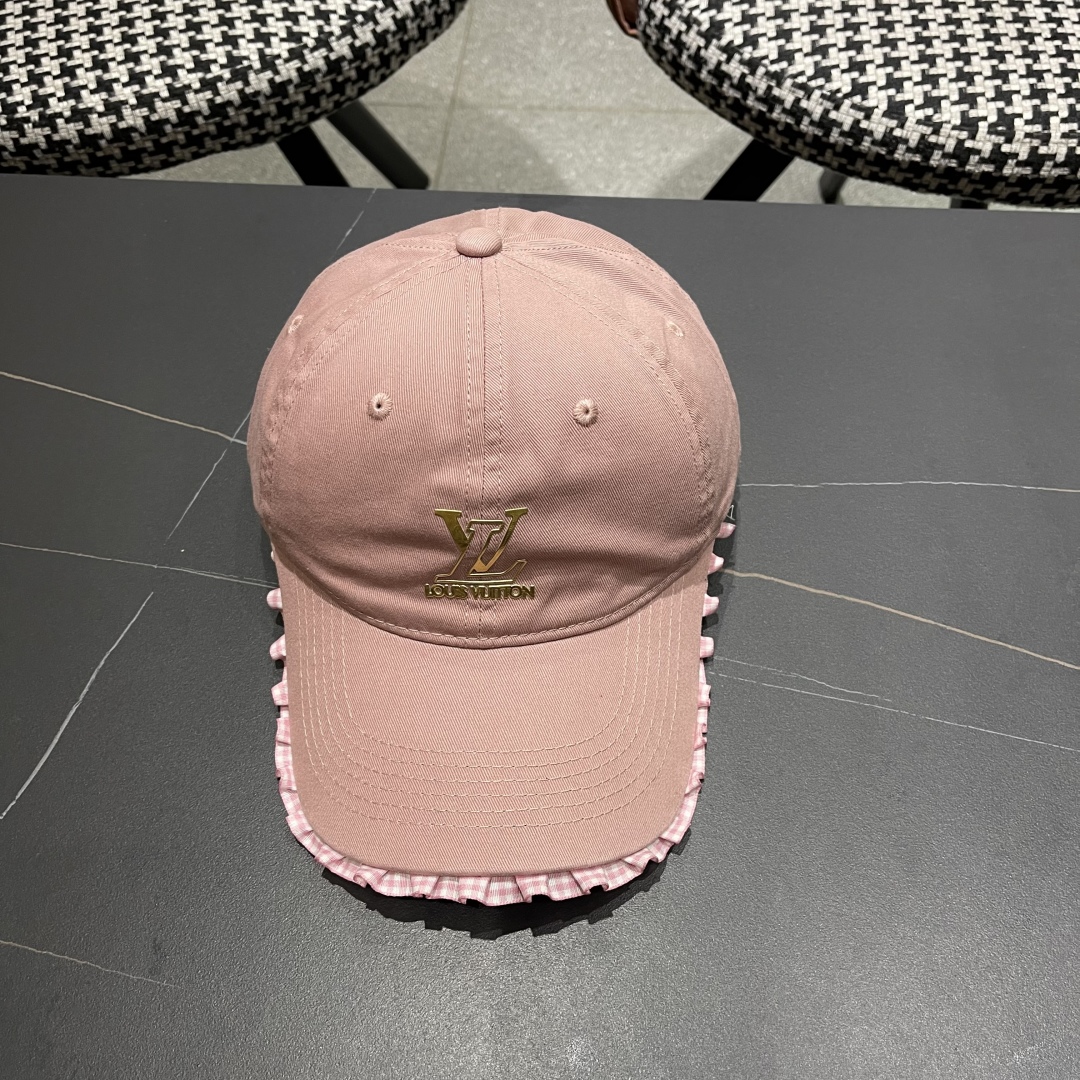 Lv路易威登韩版蕾丝花边棒球帽女春夏季大头围宽檐鸭
舌帽显脸小遮阳帽