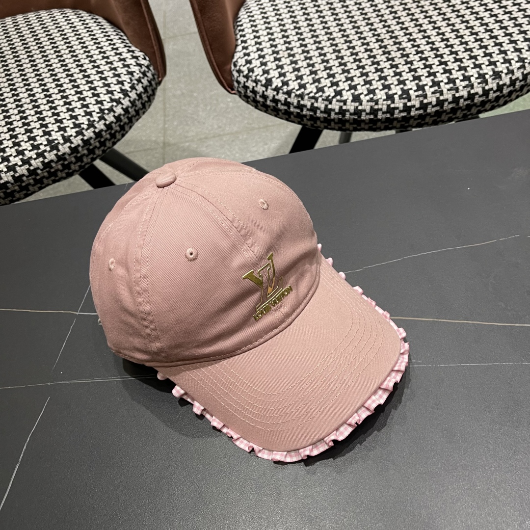  Lv路易威登韩版蕾丝花边棒球帽女春夏季大头围宽檐鸭
舌帽显脸小遮阳帽