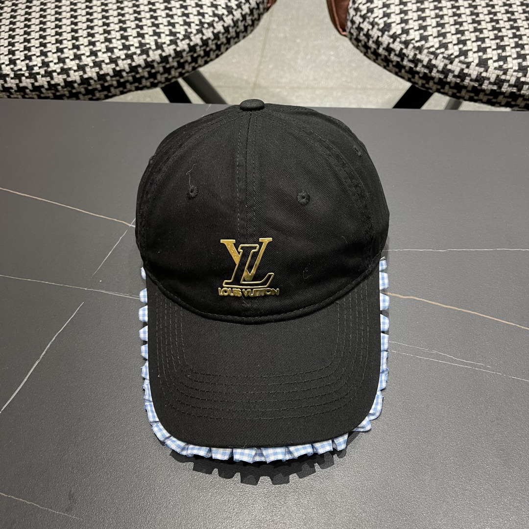  Lv路易威登韩版蕾丝花边棒球帽女春夏季大头围宽檐鸭
舌帽显脸小遮阳帽